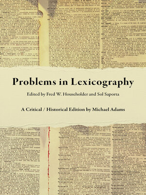 cover image of Problems in Lexicography